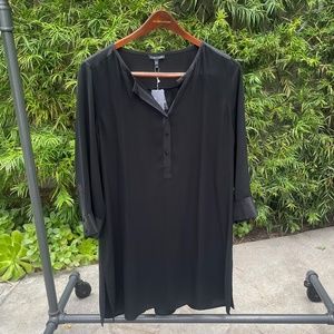 NWT Eileen Fisher Black Round Neck Silk Tunic Women's Large
